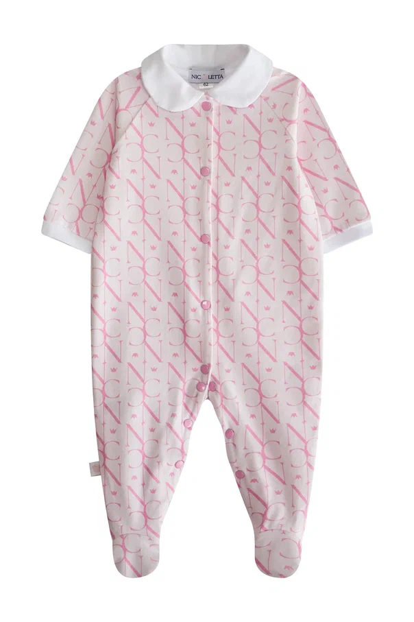 Комбинезон с воротничком «NicLetta», розовые буквы