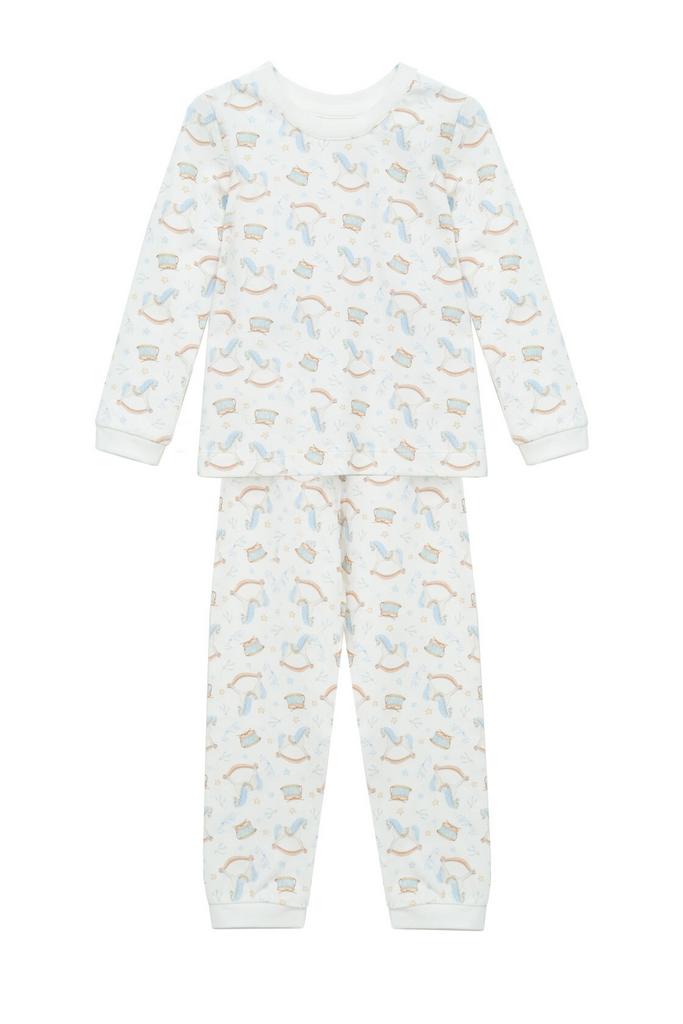 Пижама «Лошадки» (лонгслив и штаны), белая заливка