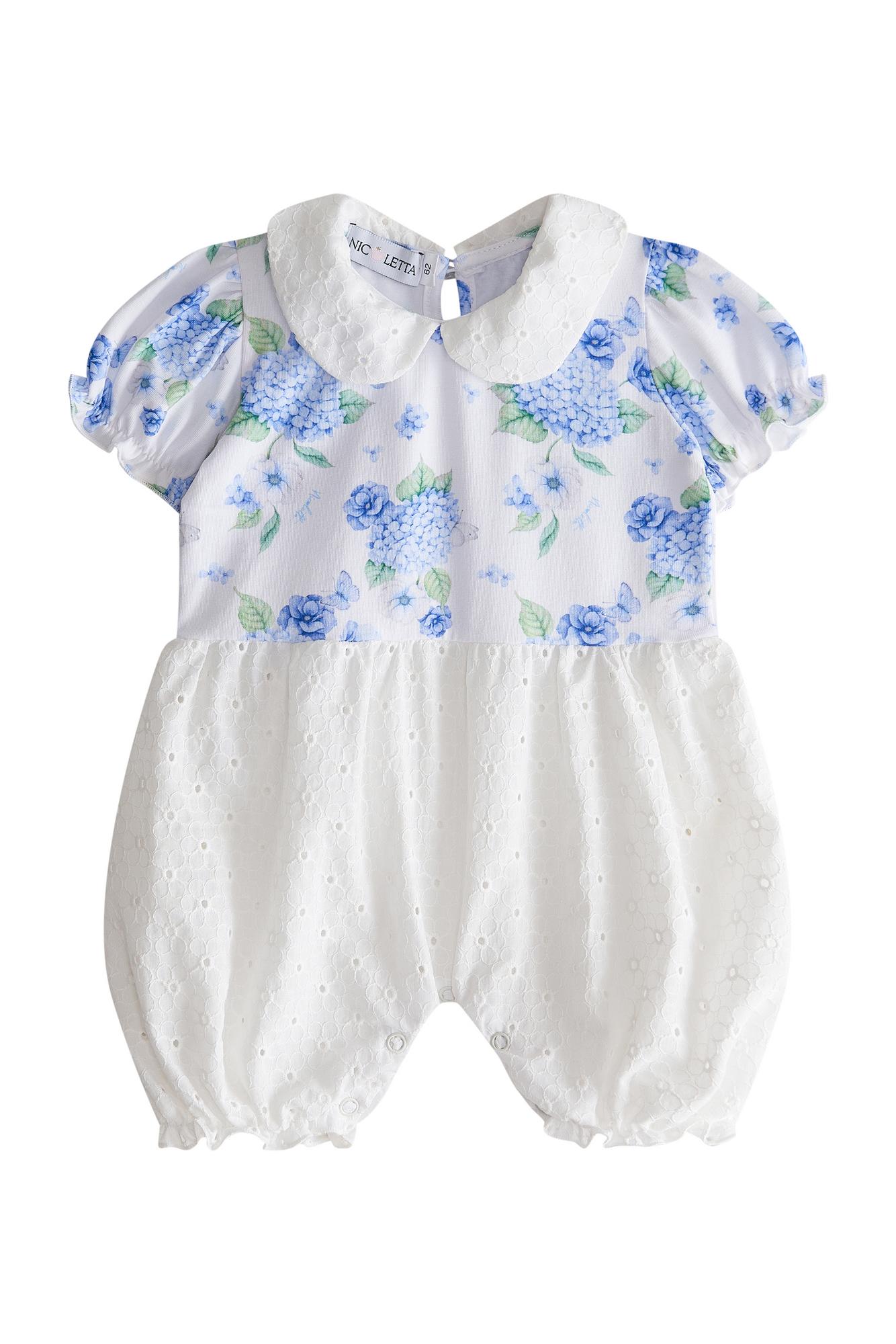 Песочник белое шитье «Голубая гортензия»