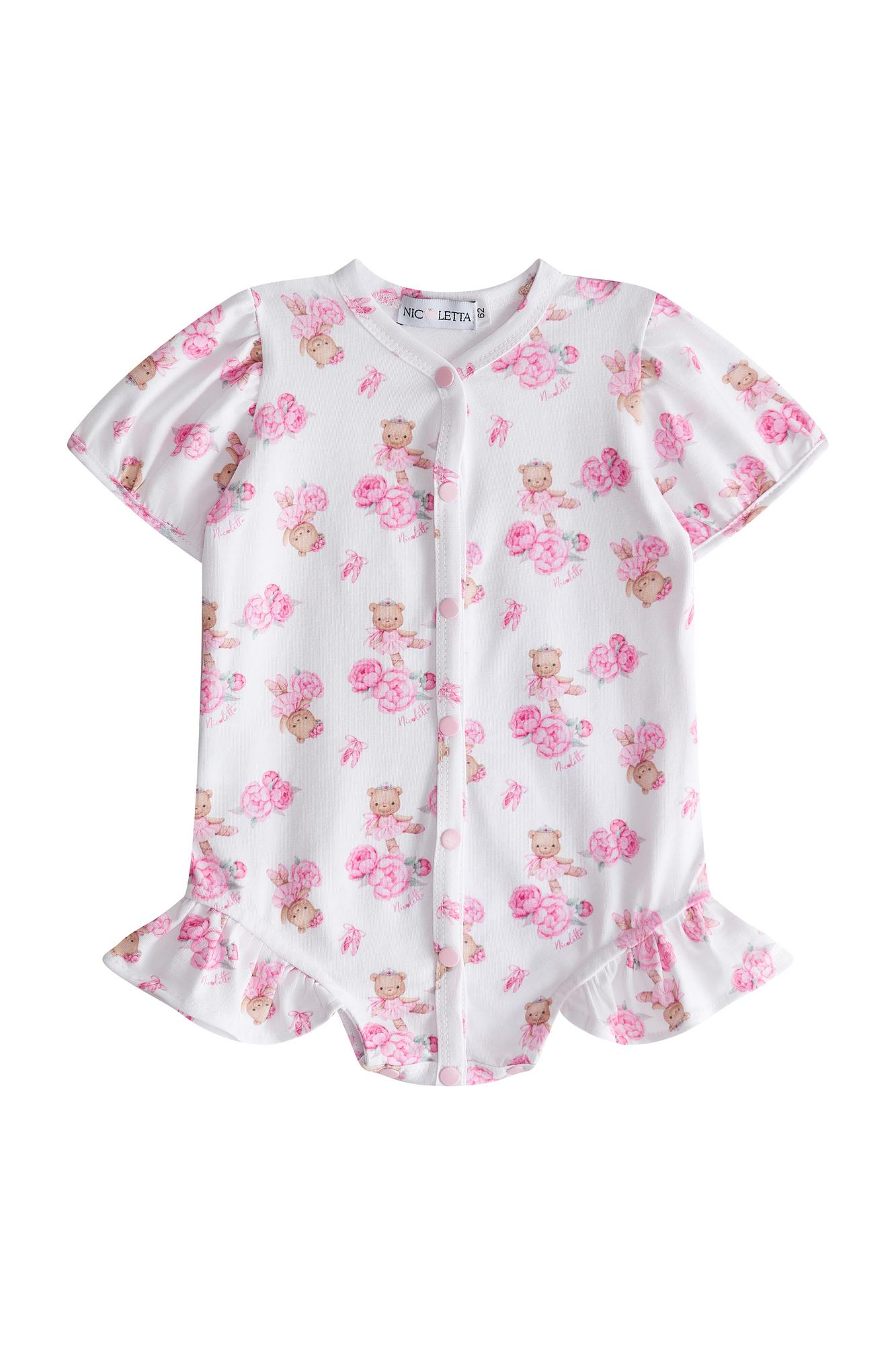 Боди-песочник «Мишка балерина с пионами»