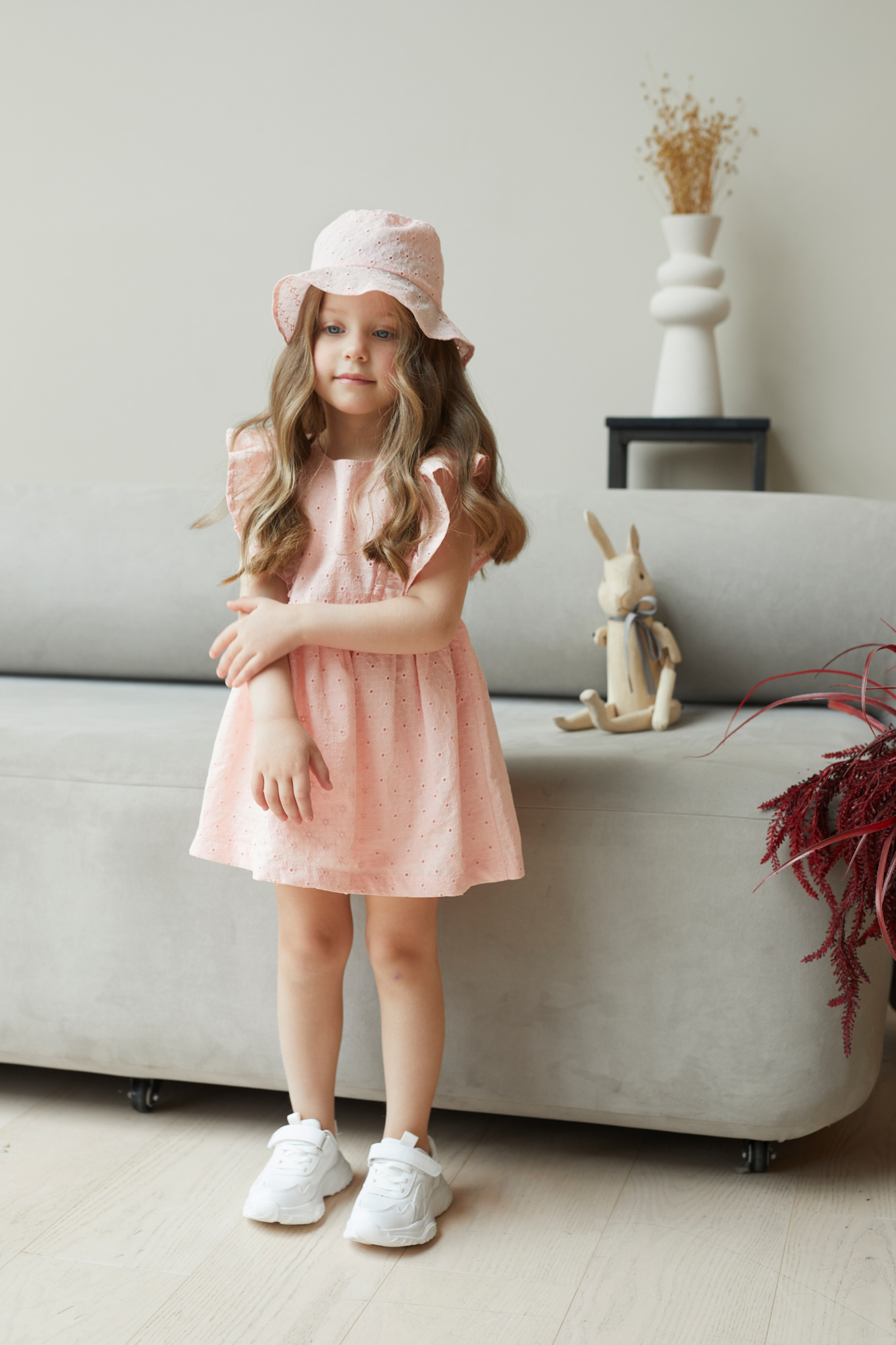 Панама с бантом, розовая