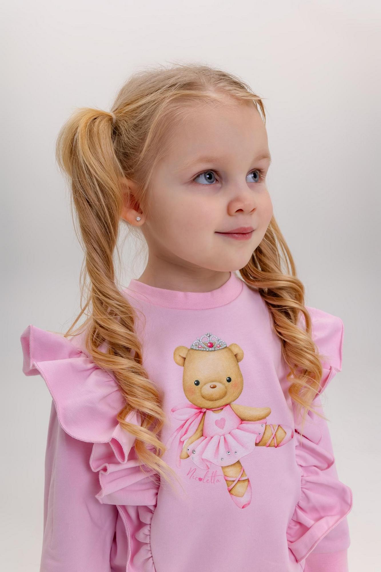 Свитшот «Мишка-балерина» с рюшами, розовый