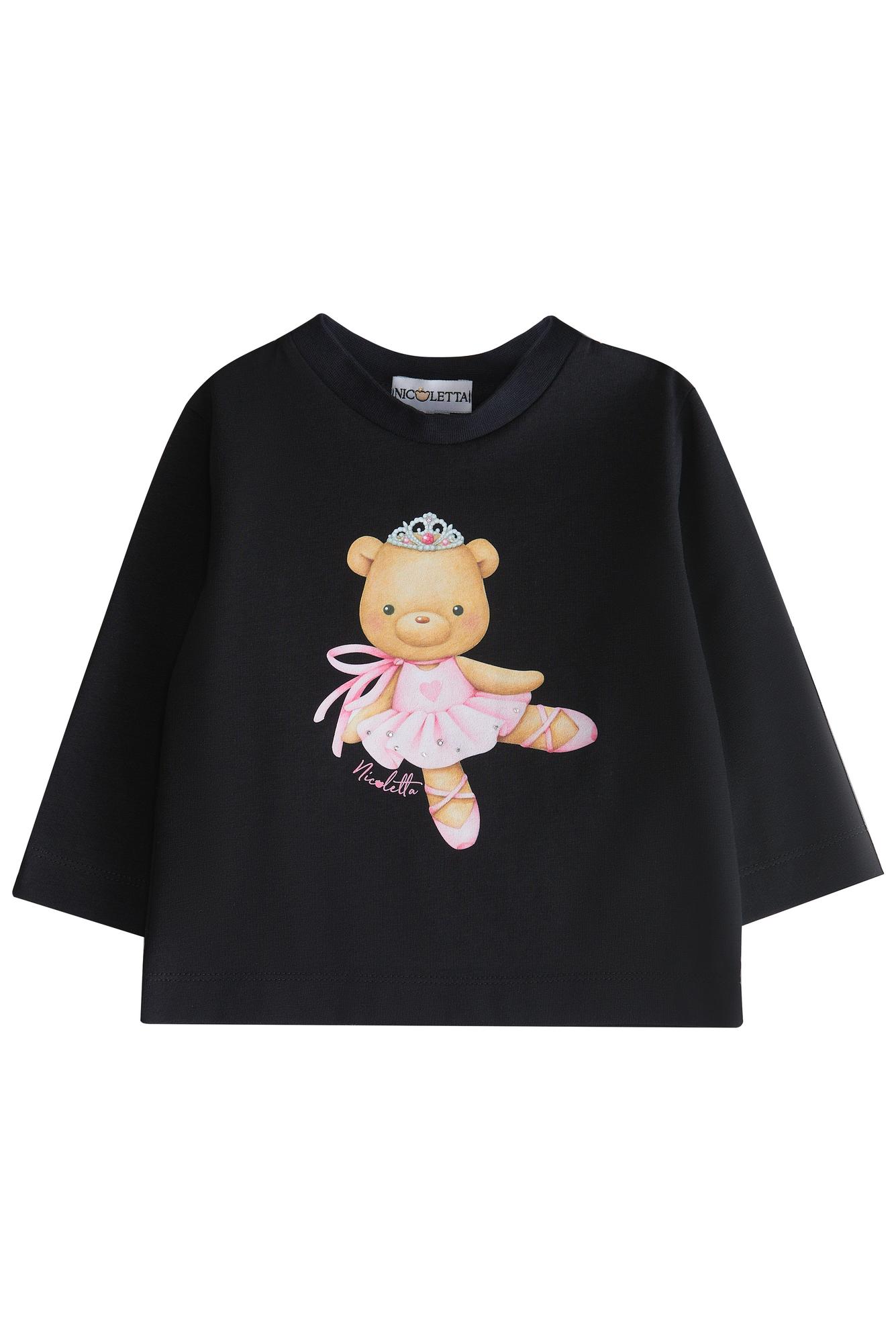 Лонгслив «Мишка-балерина», черный