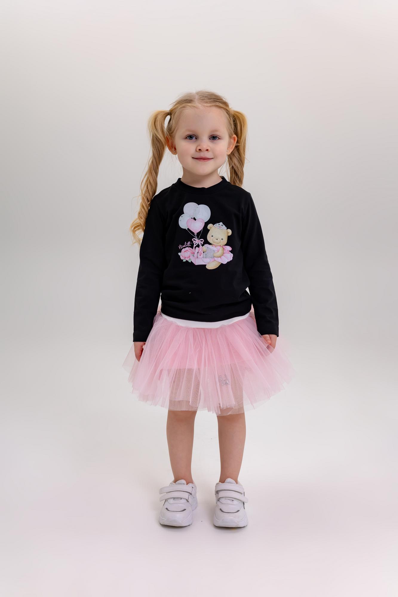 Лонгслив «Мишка-балерина с шарами», черный