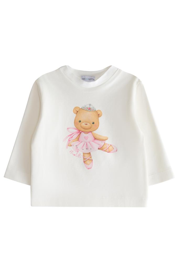 Лонгслив «Мишка-балерина», белый