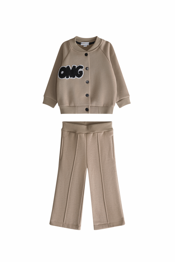 Костюм «OmG» утепленный на кнопках (штаны клеш), капучино