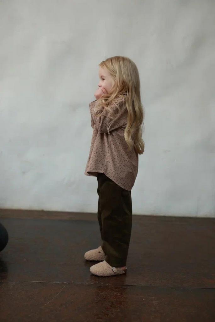 Брюки для девочки вельветовые с рюшей, хаки