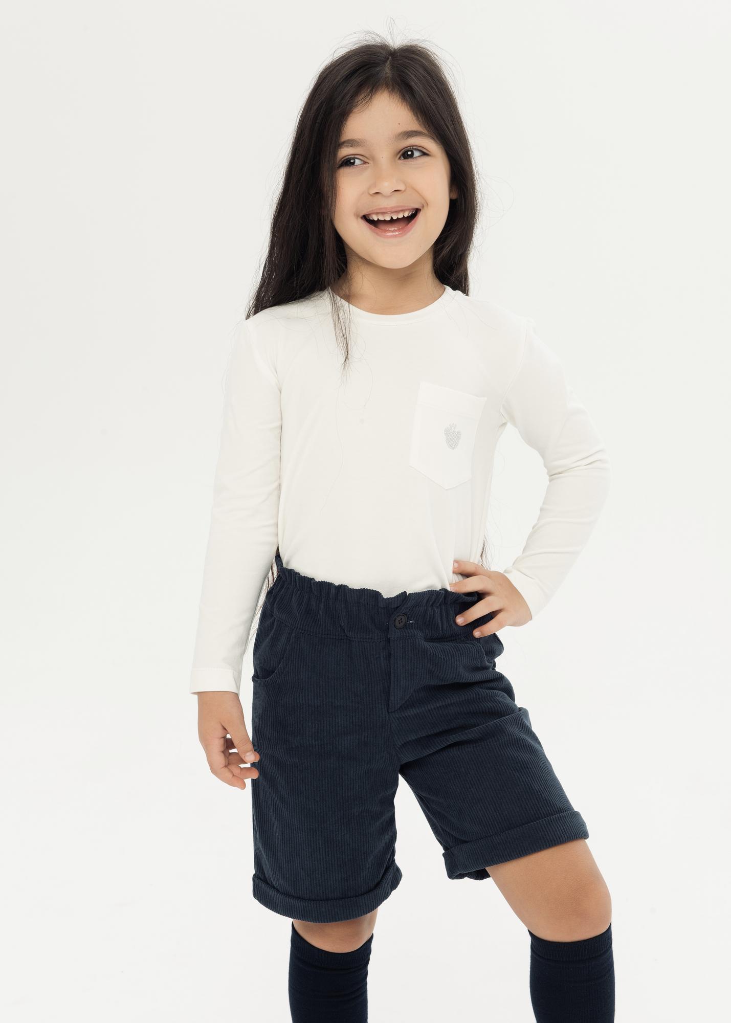 Белый лонгслив с мишкой из страз