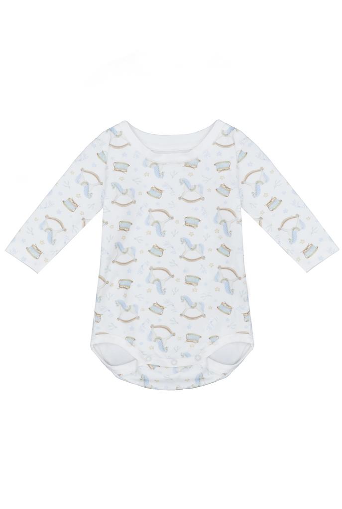 Боди-лонгслив «Лошадки», белый кант