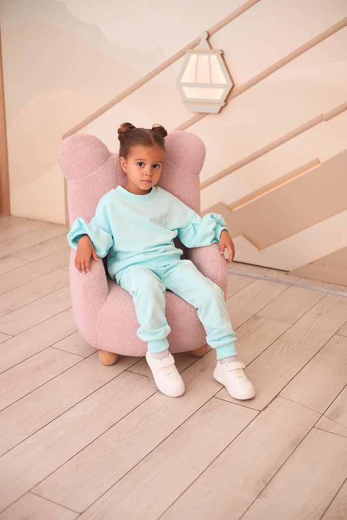 Костюм из футера с рукавами-фонариками для девочки, голубой