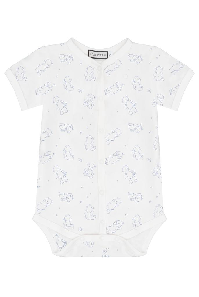 Боди-футболка на кнопках «Синие мишки», белая