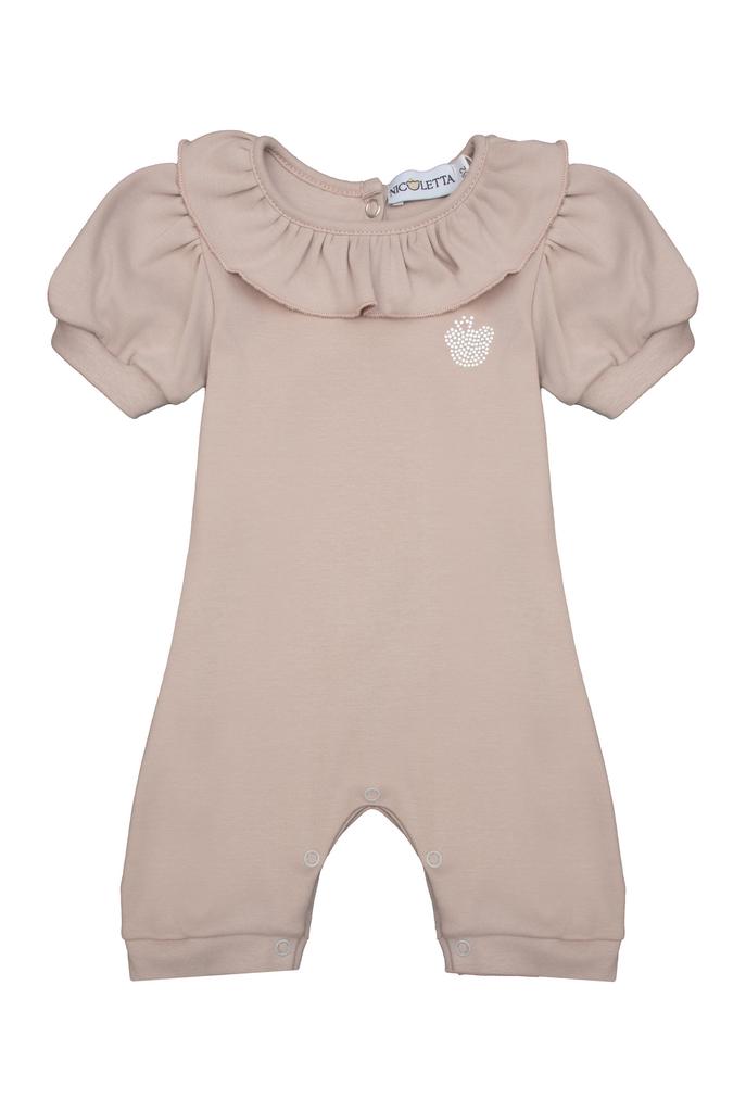 Песочник с рюшей «Мишка из страз», бежевый