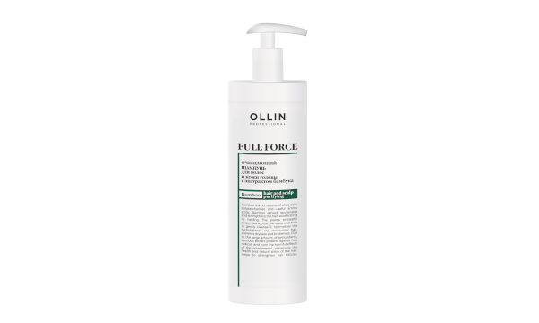 Ollin Full Force Clarifying Shampoo Очищающий шампунь для волос и кожи головы с экстрактом бамбука 400 мл