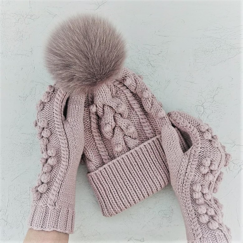 КОМБО МК Шапочка "Пять шапок" + Варежки «Мимоза»