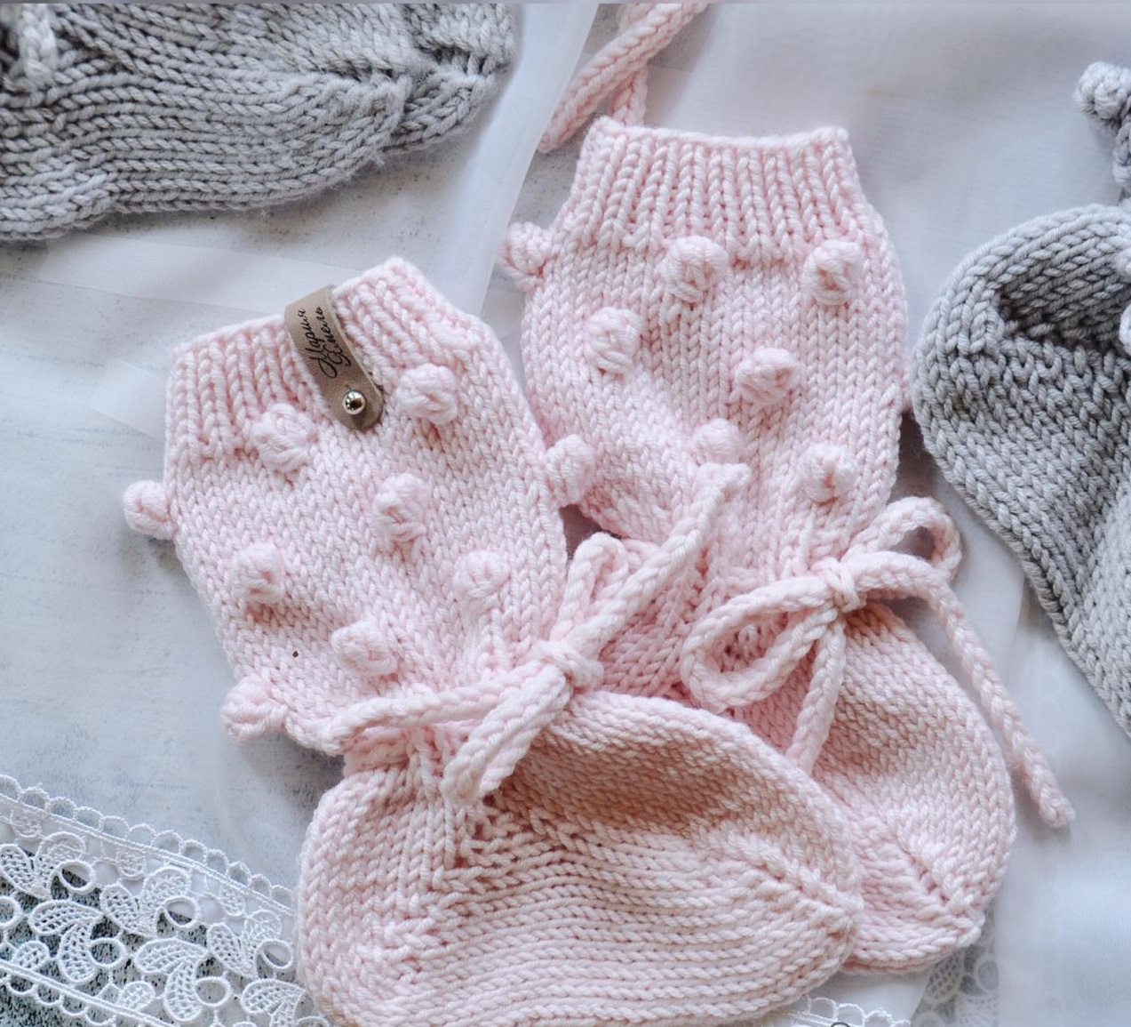 Описание вязания Носочки "Горошки"