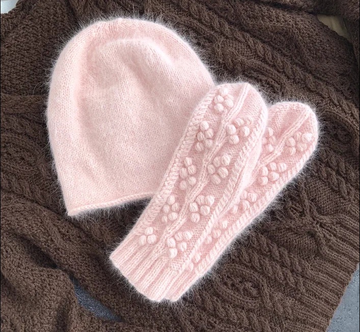 МК Мимоза Шарф+варежки+шапка