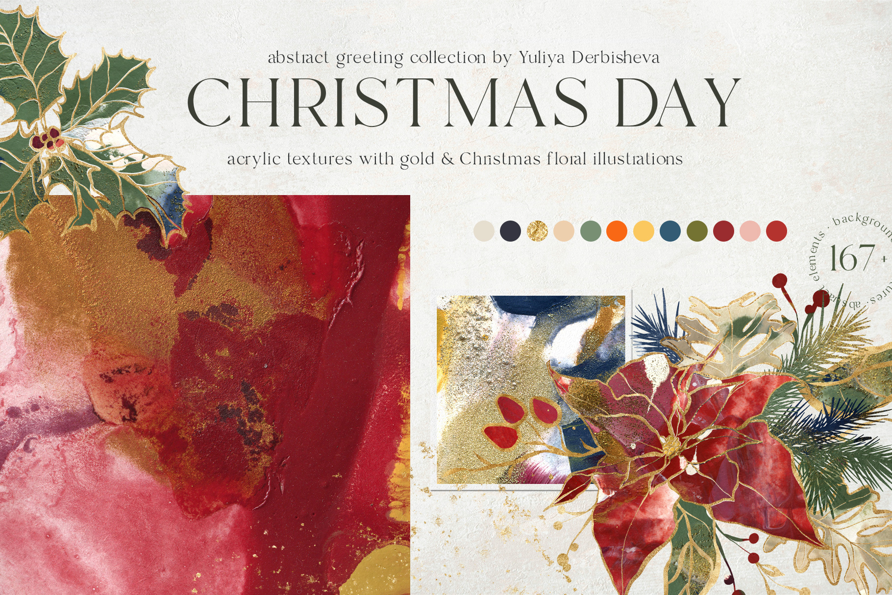 Christmas day festive backgrounds and flower illustration for design