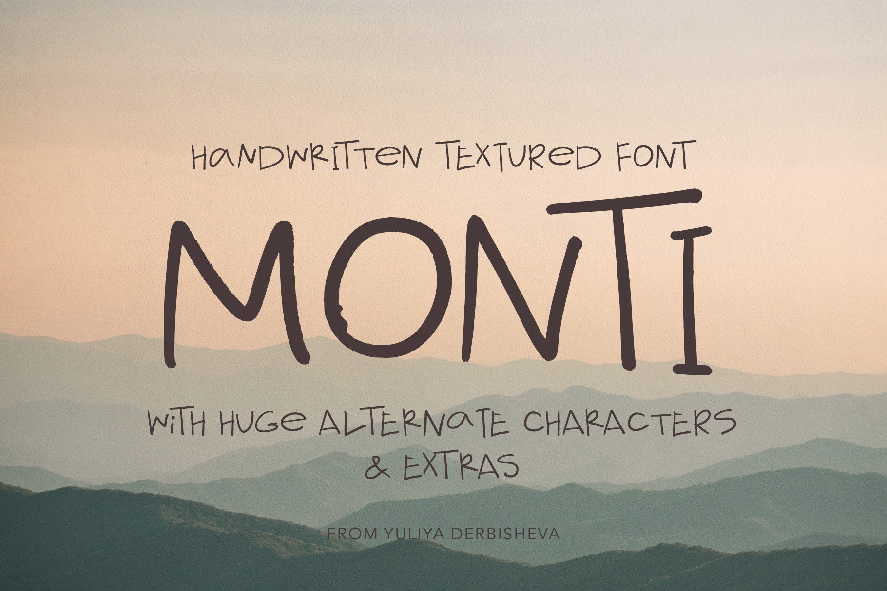 MONTI handwriting textured font + food and floral extras