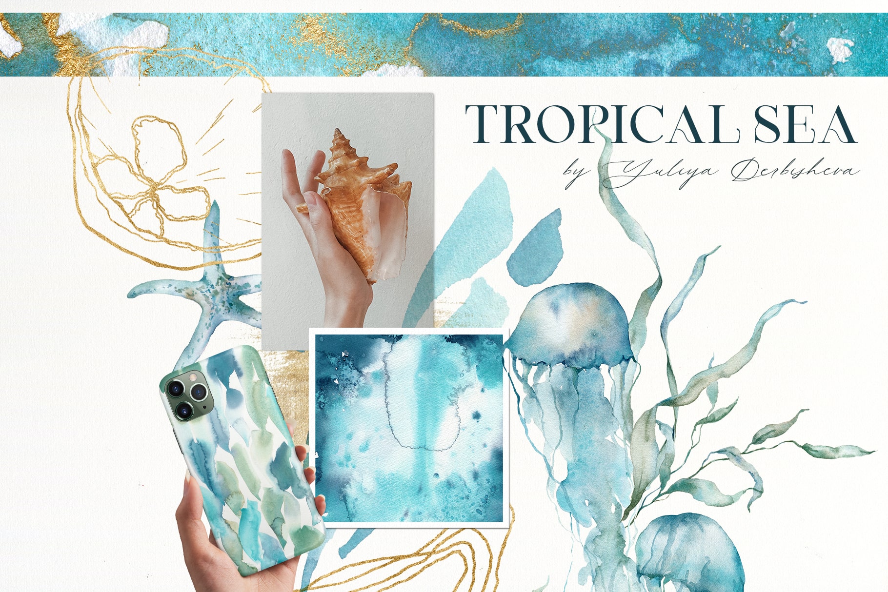 Tropical Sea Creatures: Ocean Animals & Turquoise Backgrounds for Design