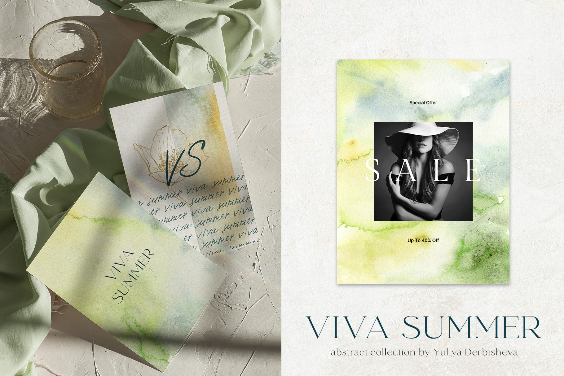 Viva summer watercolor textures background