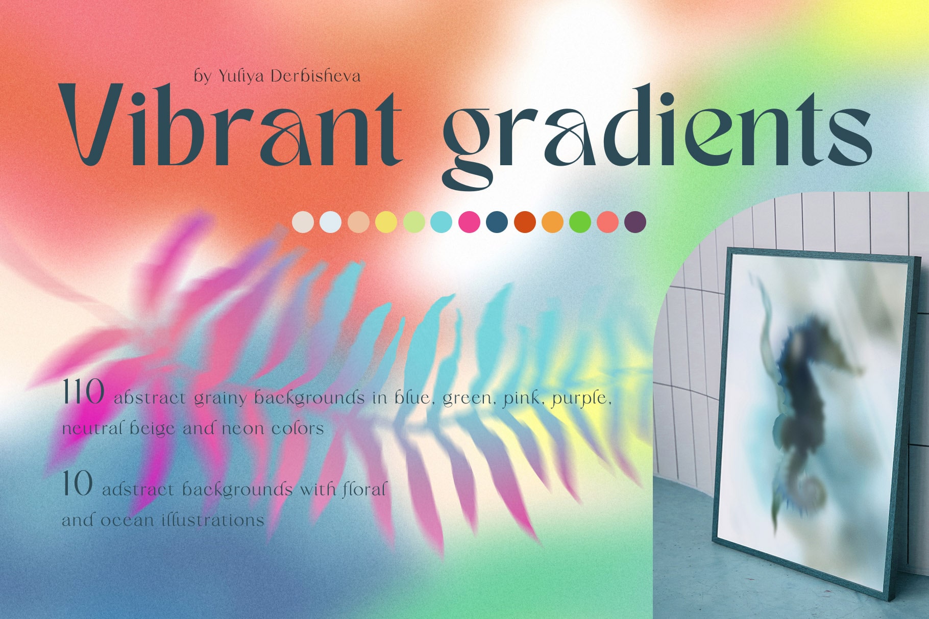 Grainy Vibrant gradients background texture pack
