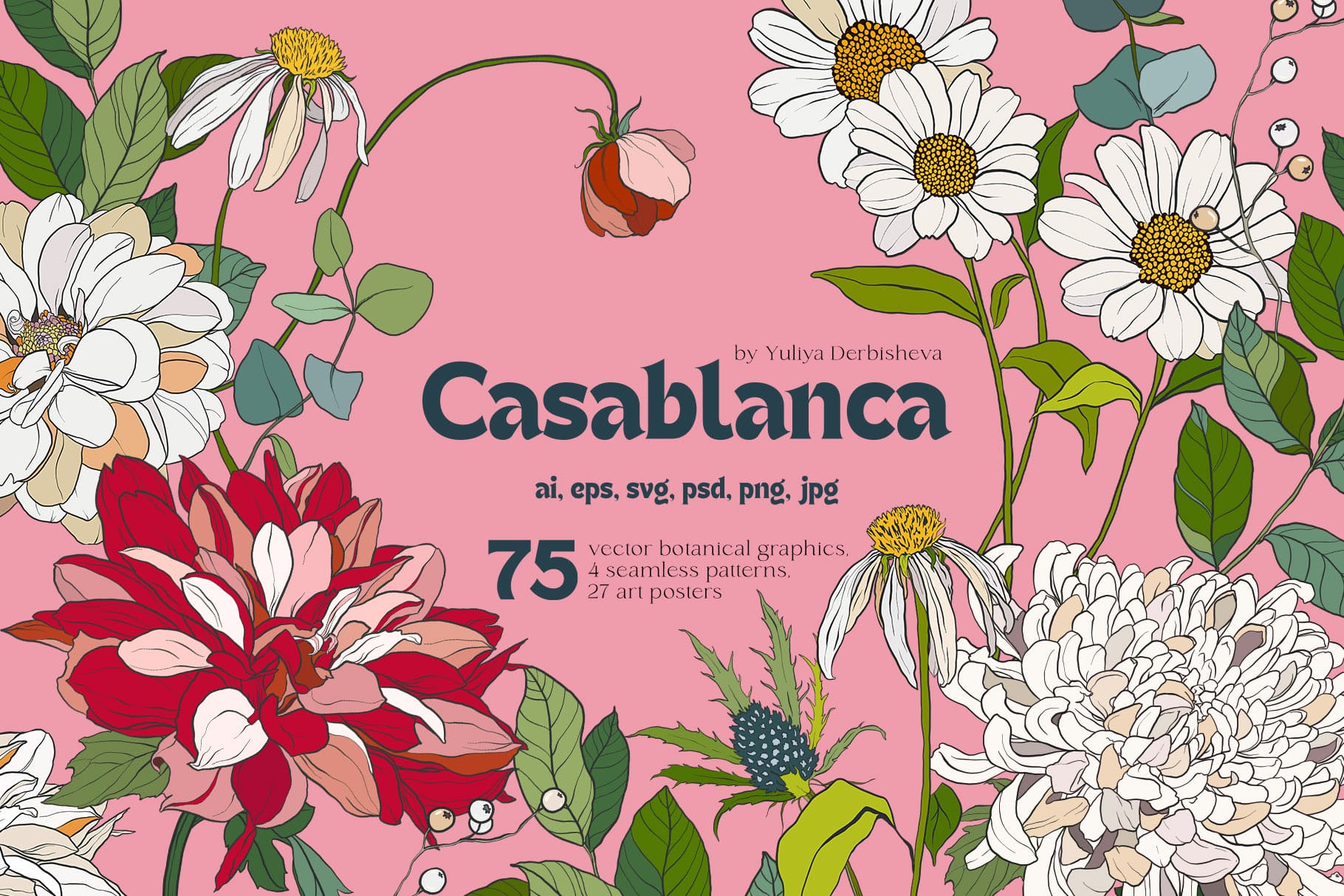 Casablanca Vector Flowers, Posters & Patterns