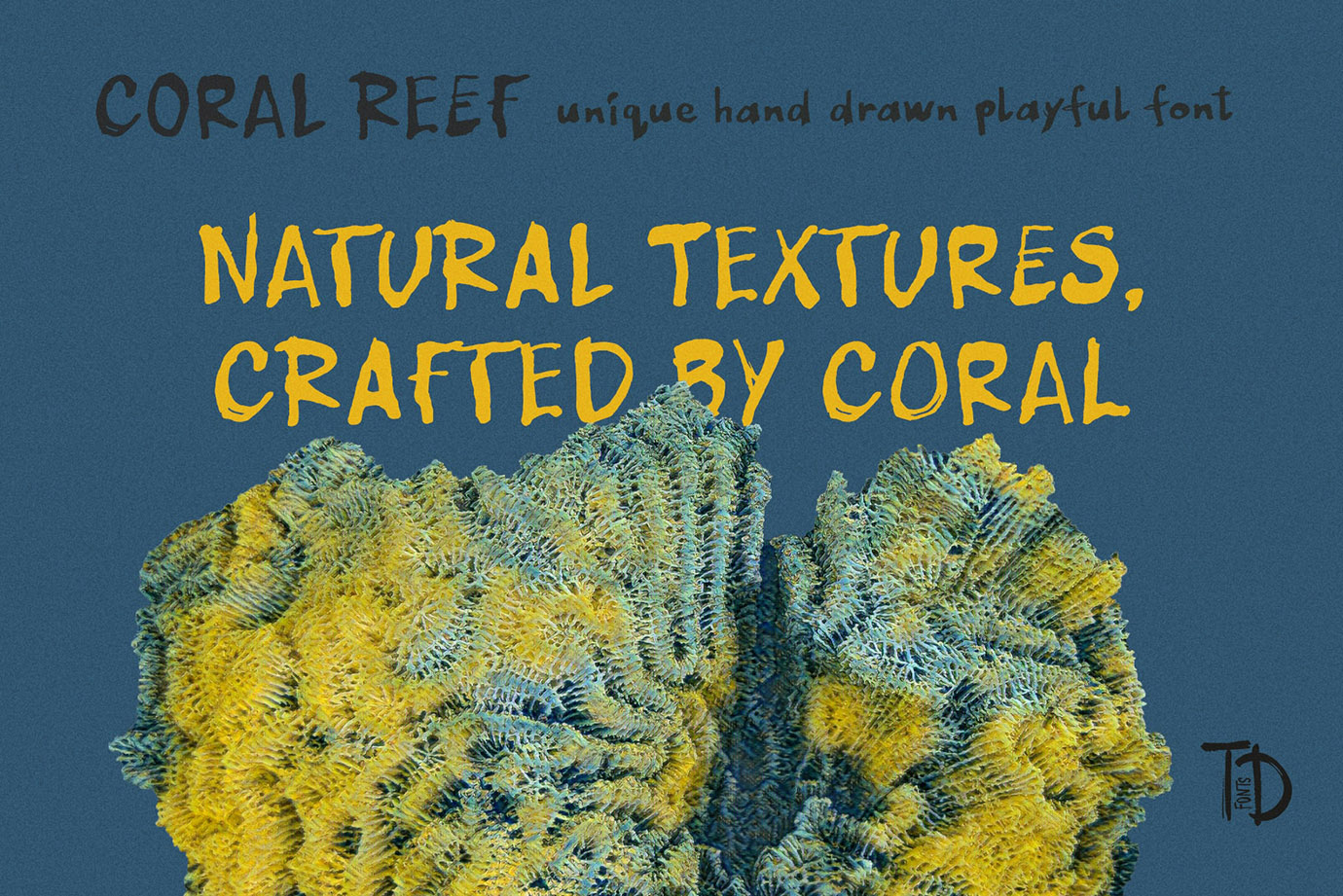 Coral reef Ink Handwriting font with organic ocean texture