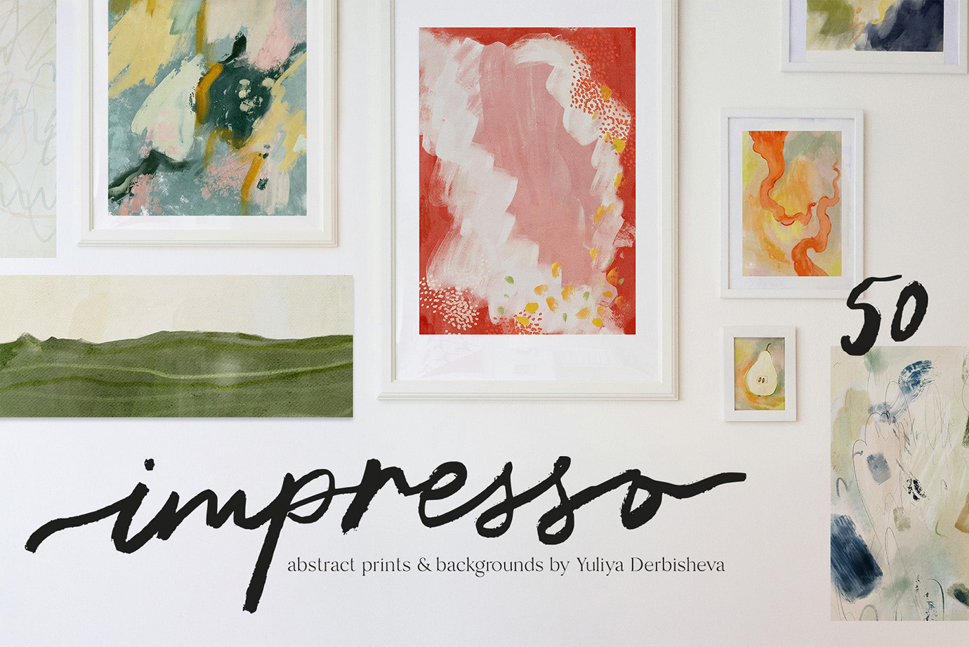 Impresso abstract prints posters wall art hand painted background