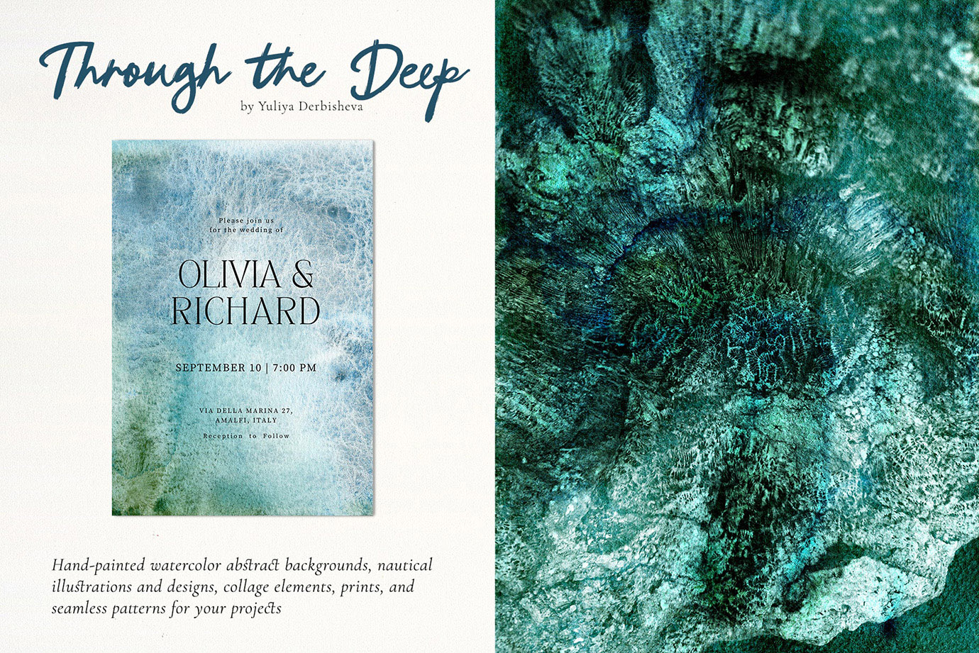 Through the Deep – Mixed Media Ocean backgrounds & marine graphics