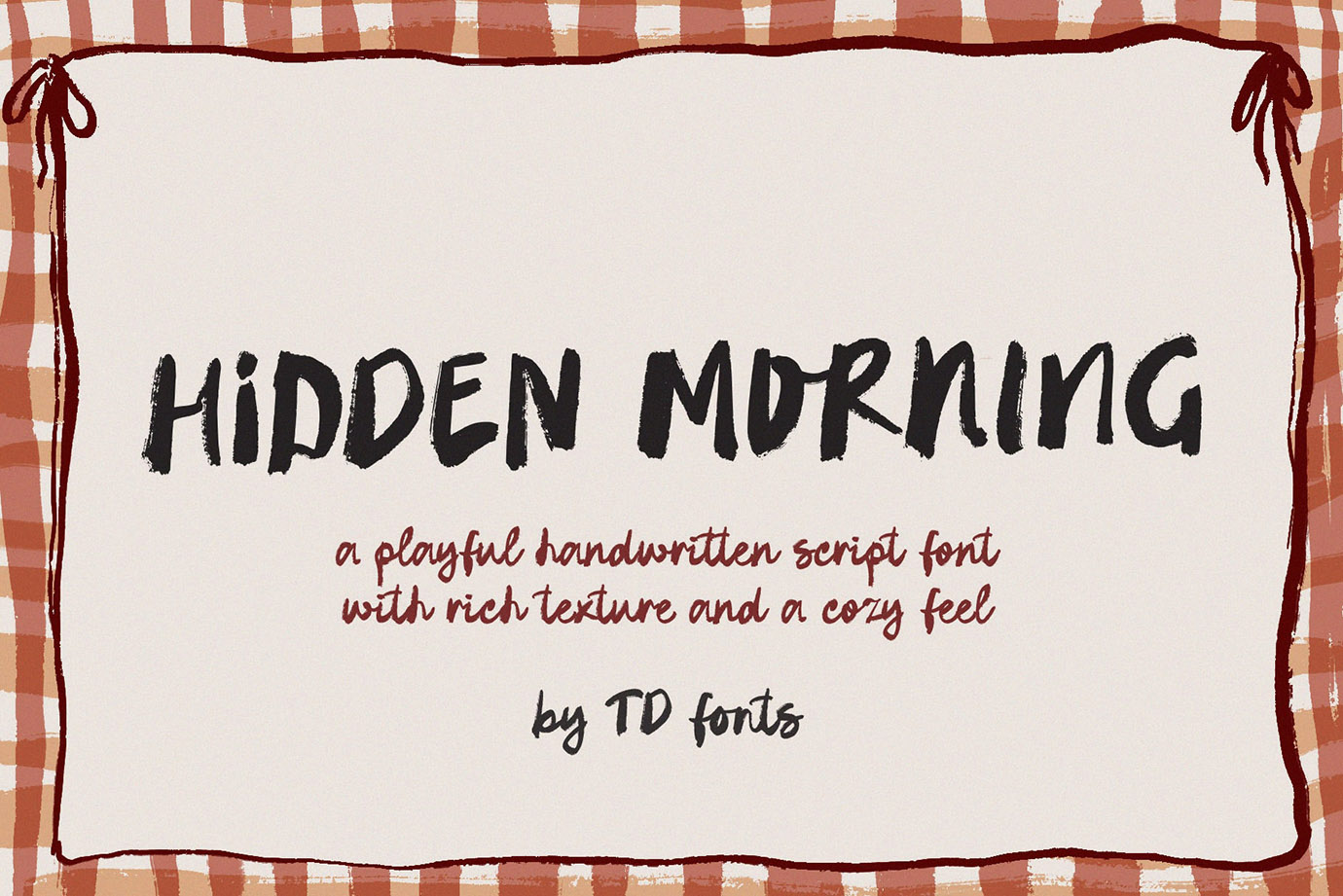 Hidden Morning: bold textured handwritten script font  with retro aesthetic