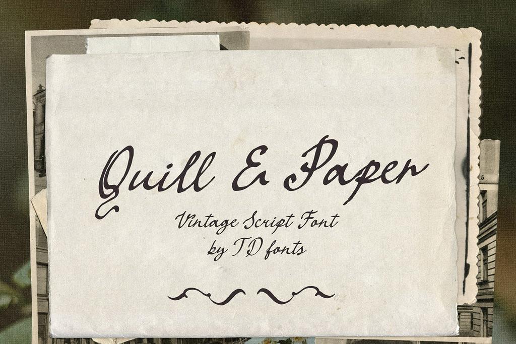 Quill & Paper vintage handwritten script font - elegant calligraphy pen style with retro ink texture for wedding invitations and logos