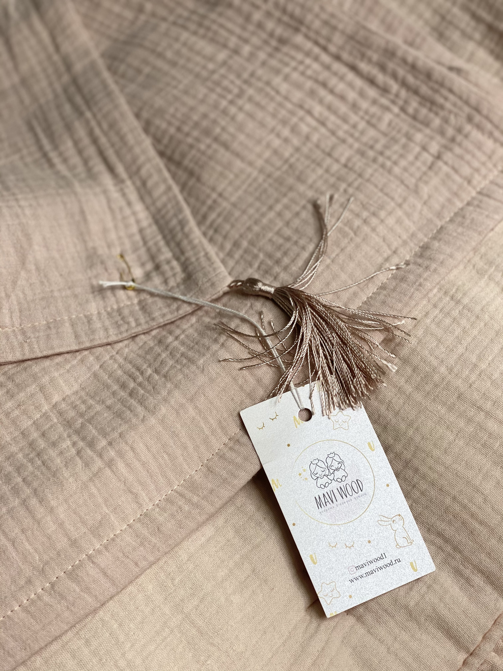 Плед из муслина с кисточками без наполнителя