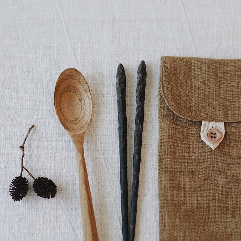 Морибэг для столовых приборов горчичный