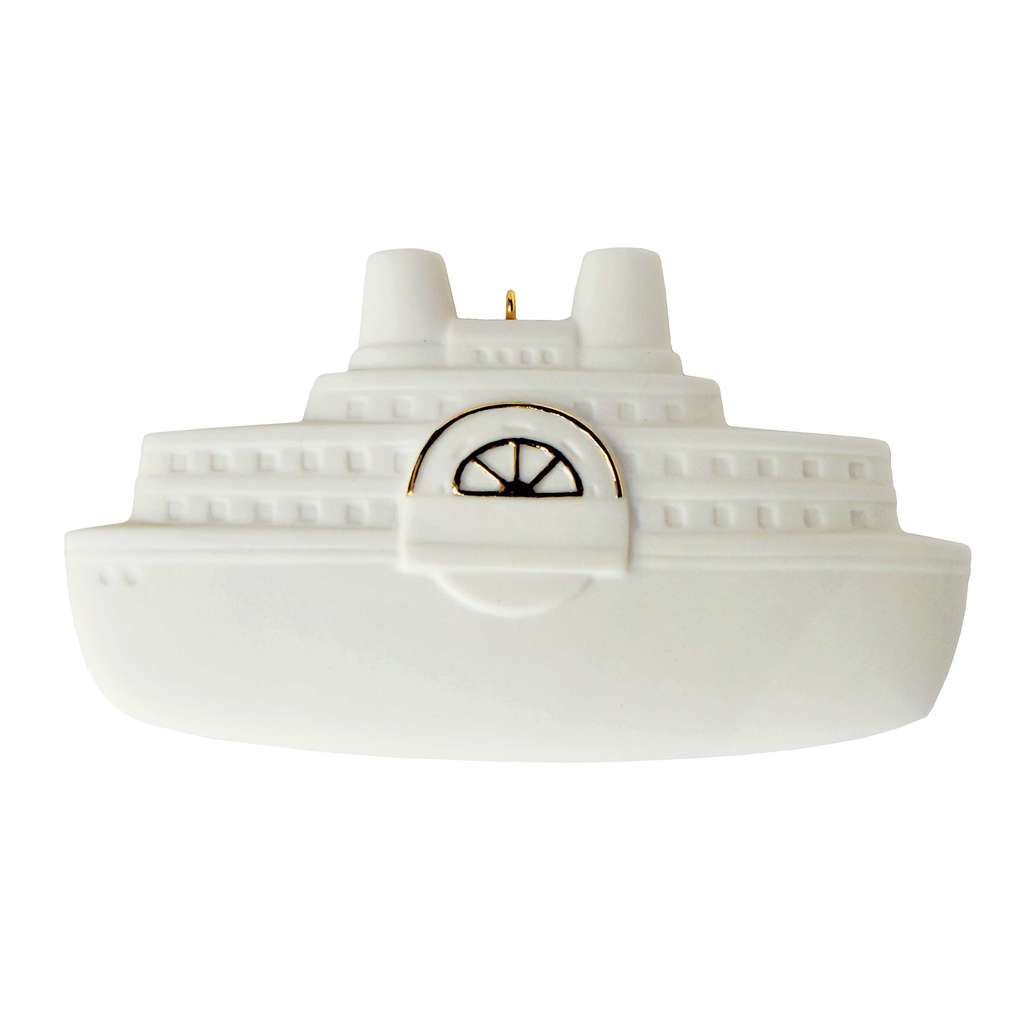 Елочная игрушка "Пароход" с позолотой