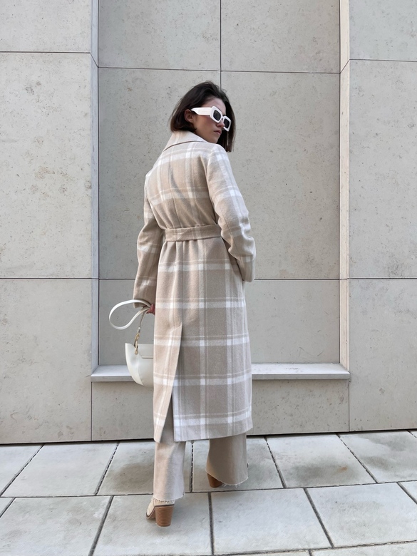 Пальто COAT-ROBE Classic цв. клетка светло-бежевая арт.м-450