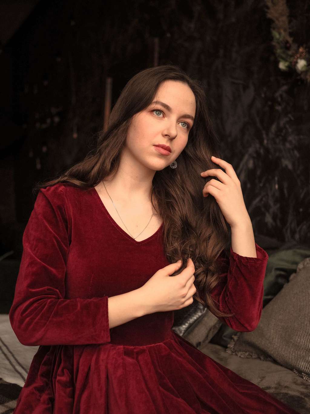 Винное бархатное платье "Княжна"