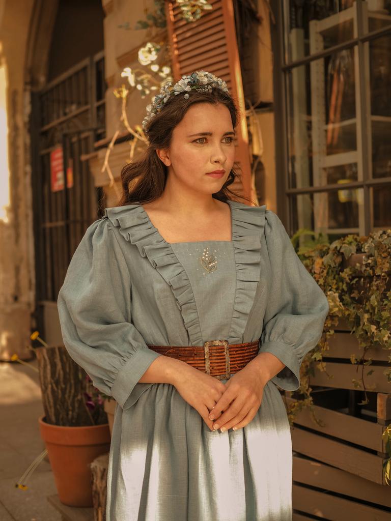 Платье "Таинственный сад" - "Ландыш " цвета "серо-голубой"