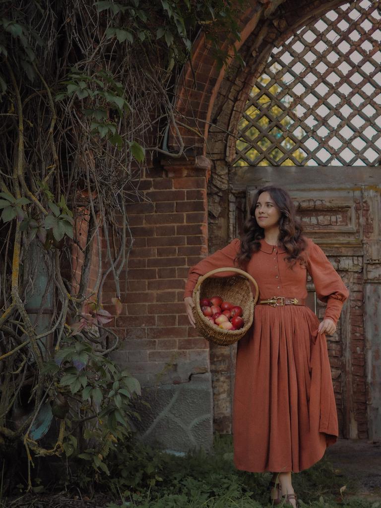 Платье "Маленькие женщины" - ДЖО терракотовый лен/вискоза