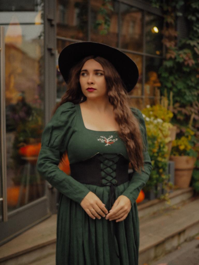 Корсетный двусторонний пояс из черного льна