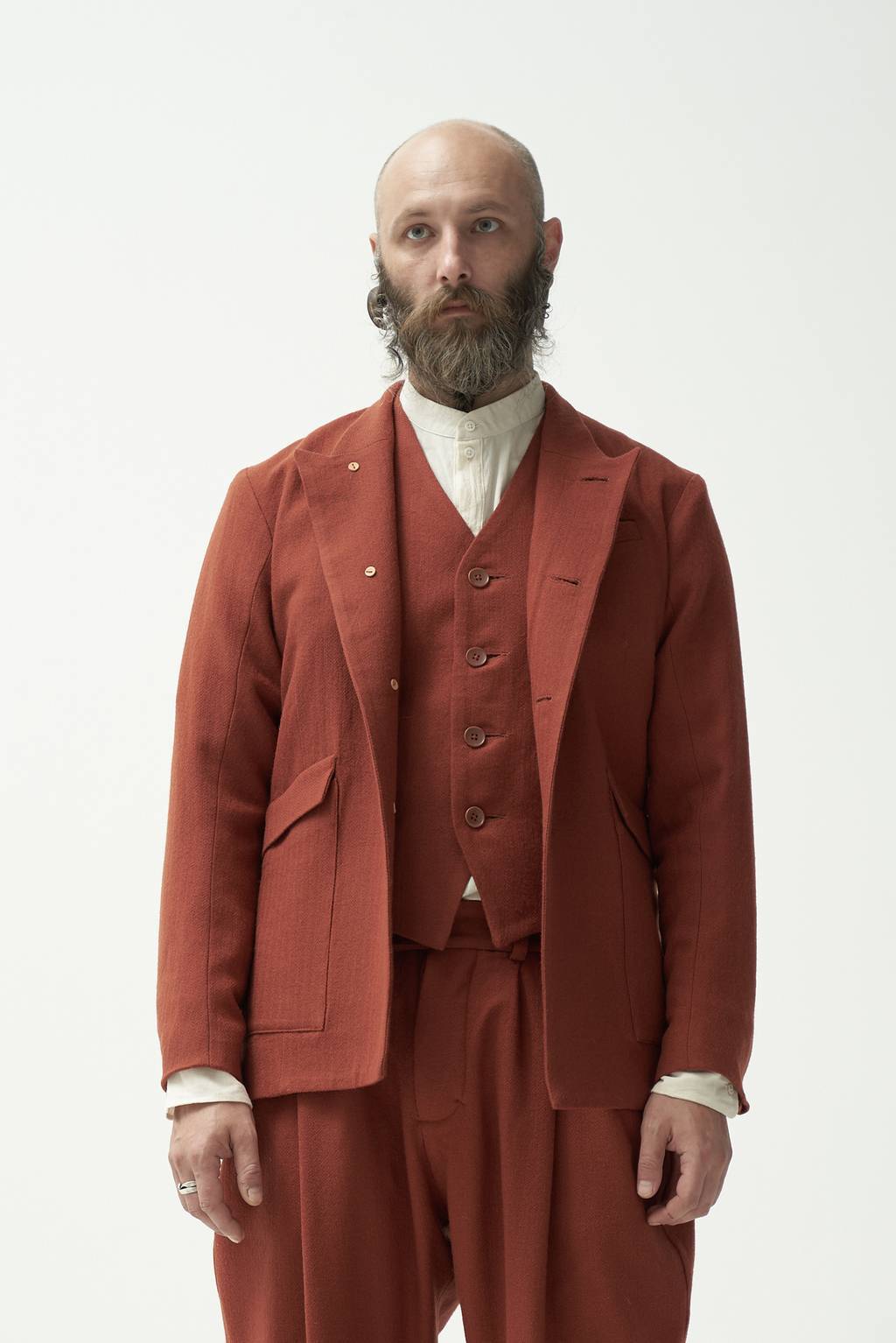 Терракотовый пиджак из шерсти мериноса