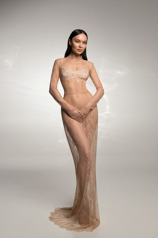 Lace dress nude