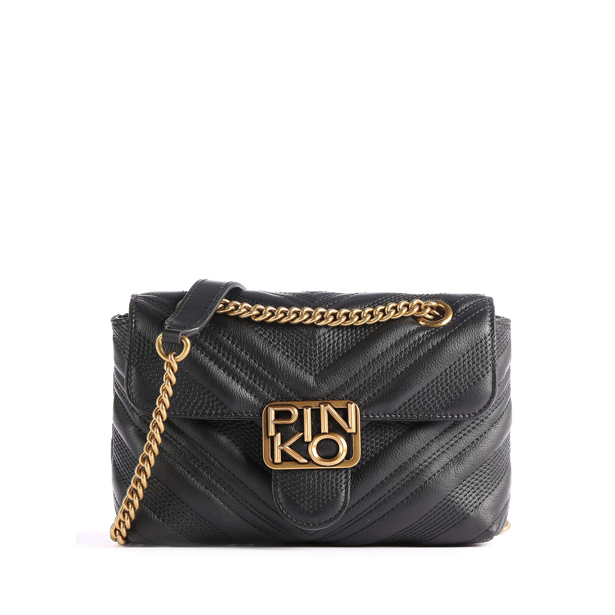 сумка Pinko PUFF MINI CHEVRON AW20/21 цвет NERO LIMOUSINE / черный HBPUFF11S