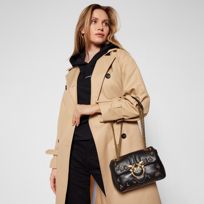 PINKO LOVE MINI PUFF PINKONESS CALLING PINS LETTERIN  SS’21 цвет NERO LIMOUSINE / BLACK ANTIQUE GOLD / черный HBPUFF34S