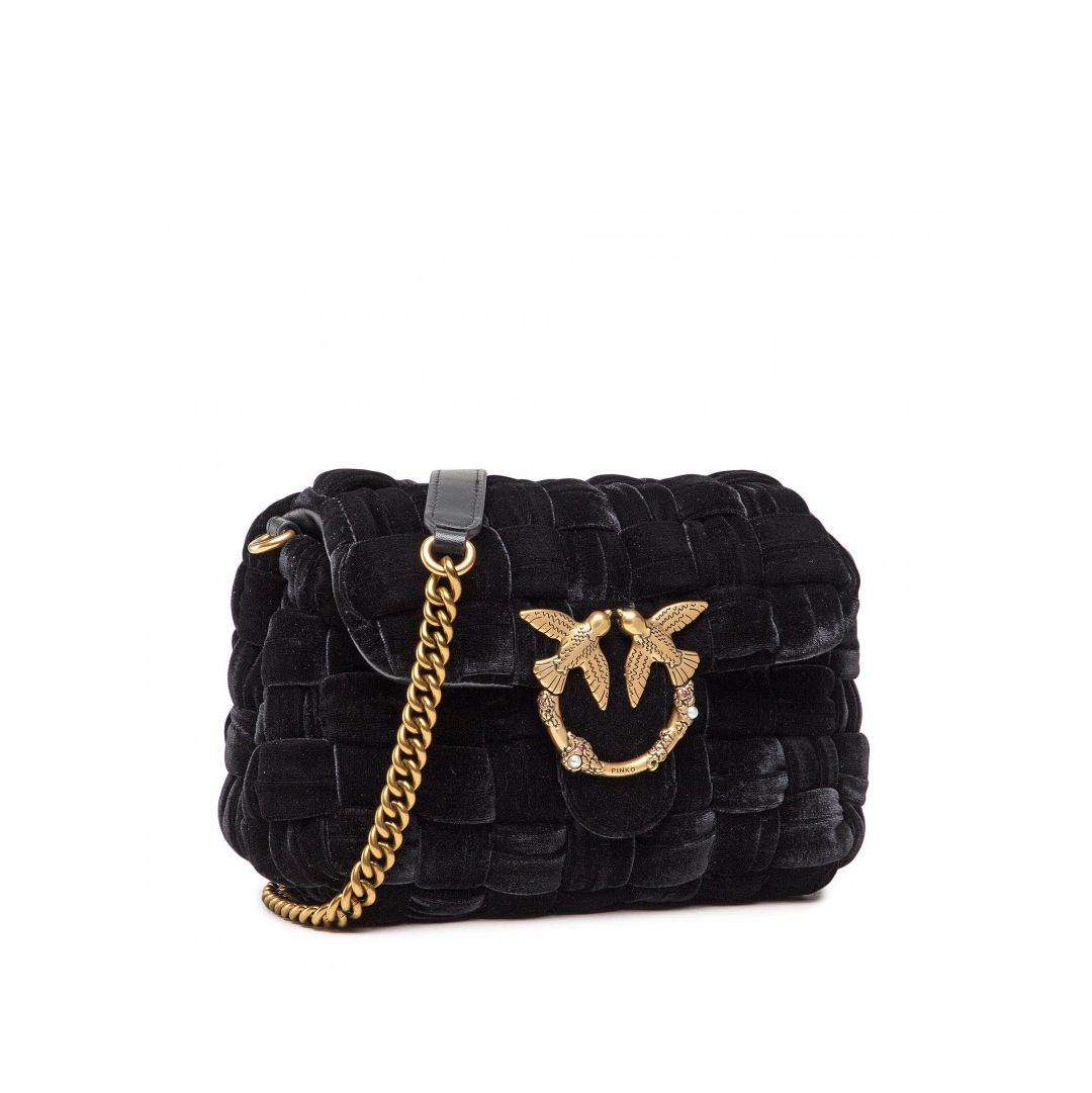 сумка PINKO MINI LOVE BAG PUFF WEAVE JEWEL AW’21/22 цвет NERO LIMOUSINE / черный PUFFWEAVE01S
