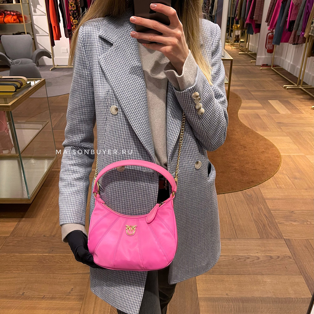 сумка PINKO HALF MOON NERO LIMOUSINE AW21/22 цвет FUXIA FLUO / Неоновая фуксия PIHALFMOON23