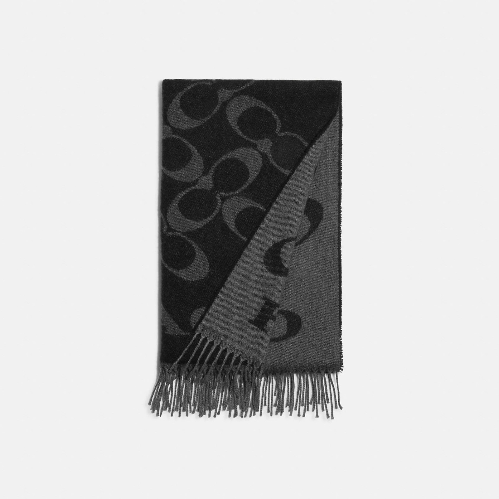 двухсторонний унисекс шарф COACH SIGNATURE OVERSIZED MUFFLER Black / Черный