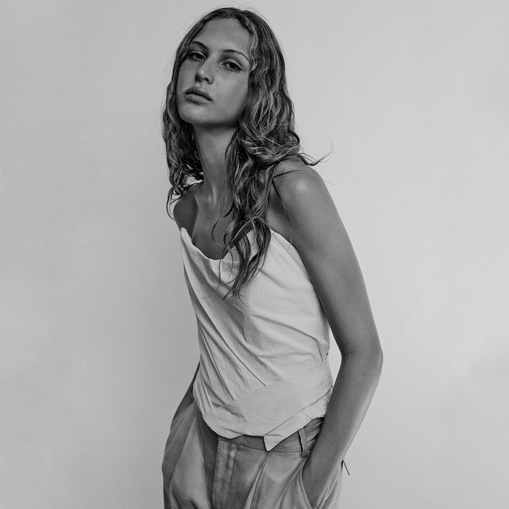 ZARA STRAPLESS DRAPED TOP ECRU M00347