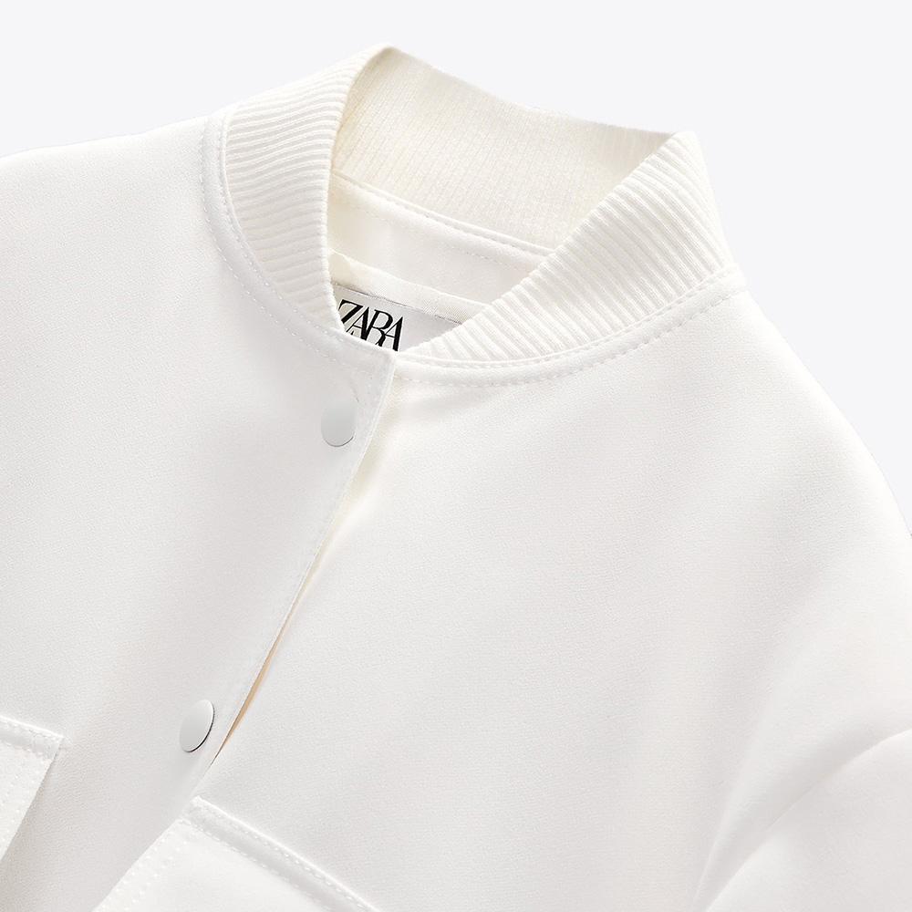 БОМБЕР ZARA MAXI BOMBER JACKET WITH POCKETS ECRU M00394