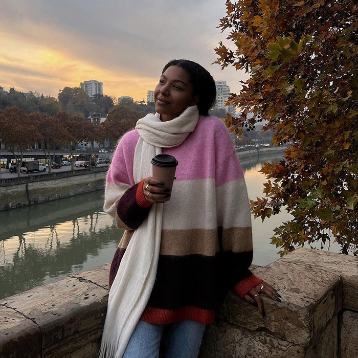 МОХЕРОВЫЙ СВИТЕР H&M TREND OVERSIZED WOOL-BLEND JUMPER Pink/color-block / Розовый в полоску M00194
