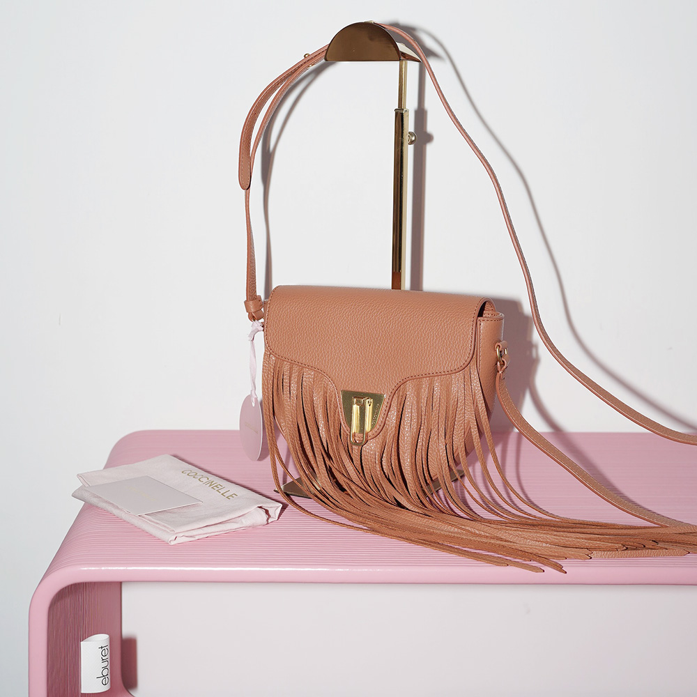 COCCINELLE BEAT SADDLE MINI FRANGE Chestnut / каштановый M00037